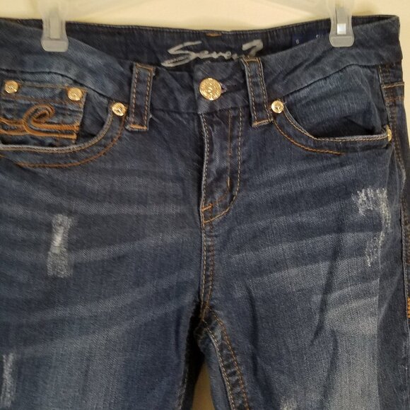 Seven7 slim boot distressed denim jeans sz 6 - Picture 4 of 8
